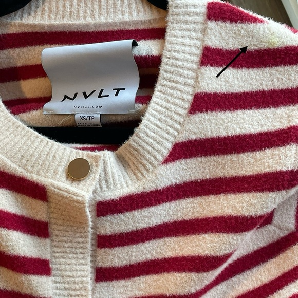 Anthropologie x NVLT Red & Cream Classic Striped Cardigan gold buttons, size XS - Picture 8 of 12